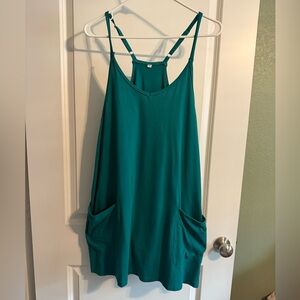 Teal Sleeveless romper with Pockets